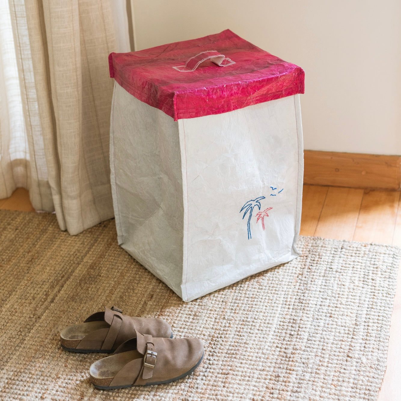 Pink Palms Storage Basket with lid (Laundry, Clothes, toys, etc.)