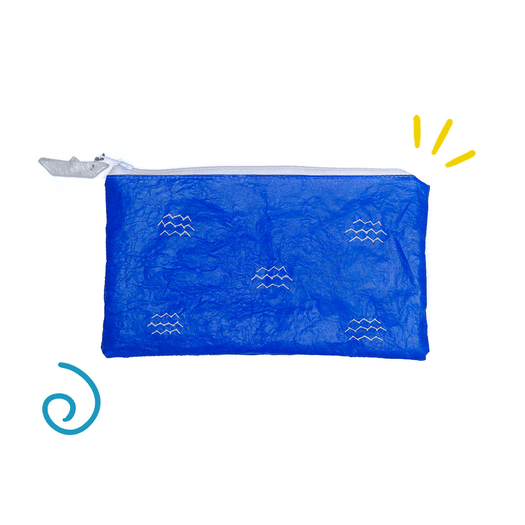 Three Waves Blue Pouch